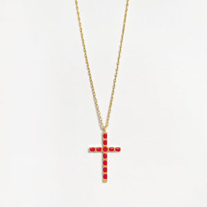 Cross Pendant (Pink) - Gold